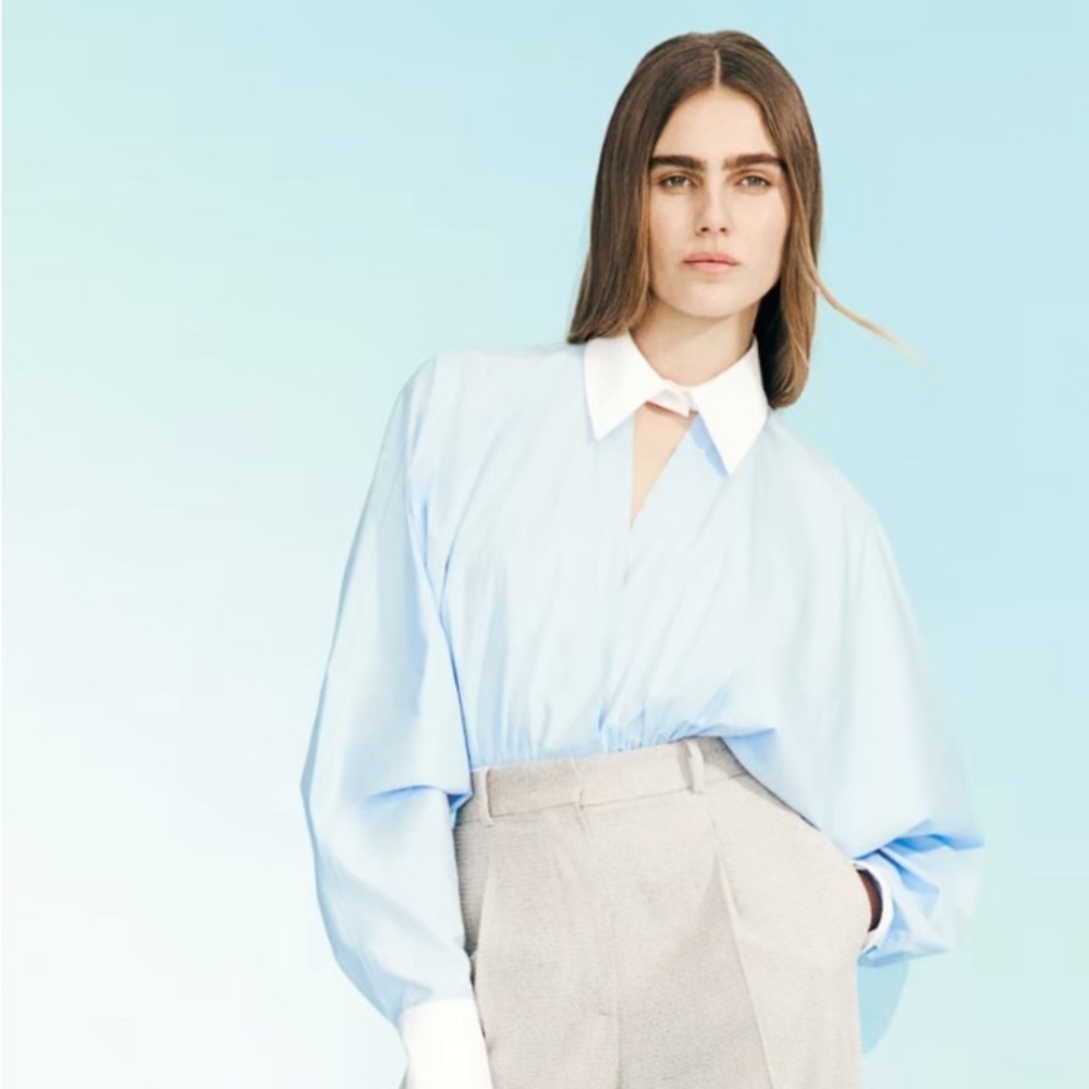 H&M Studio S/S 2025 Light Blue and White Bodysuit